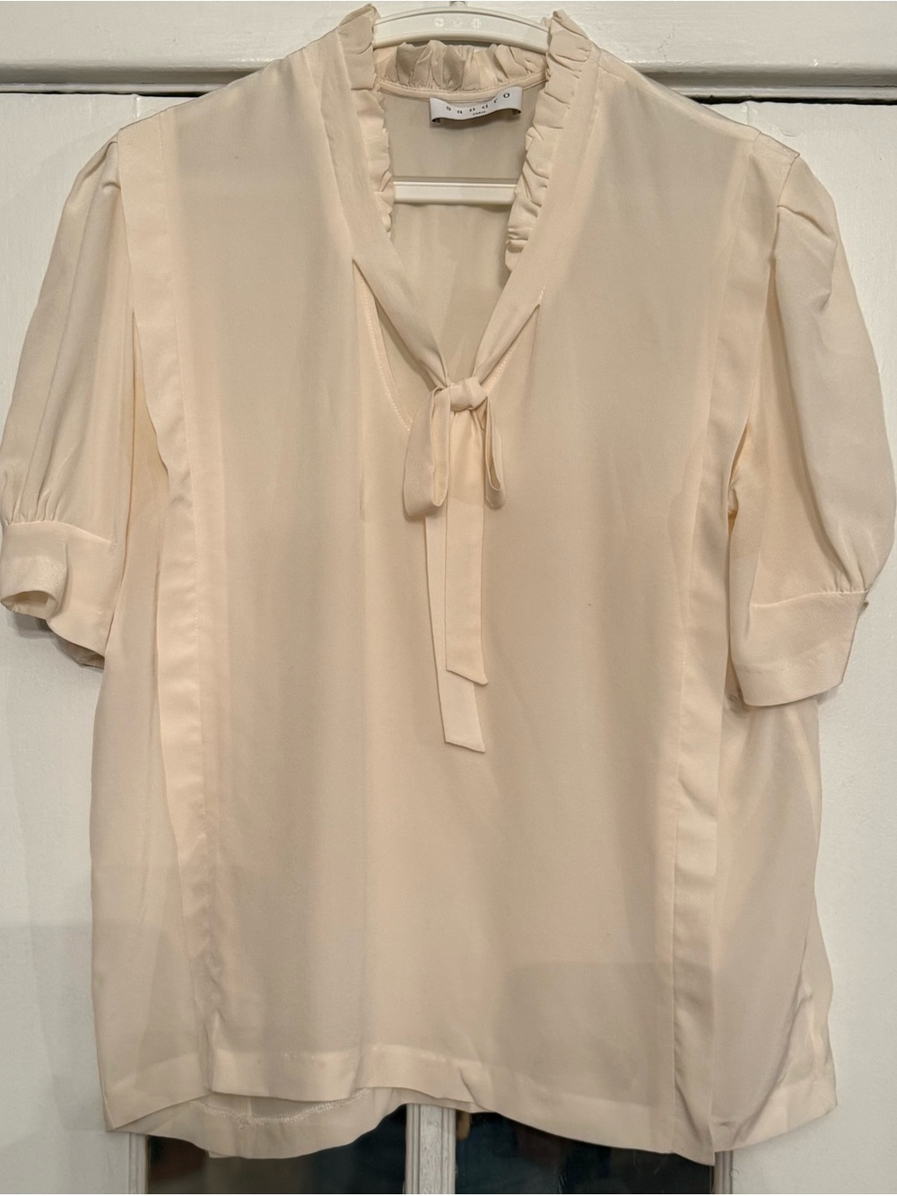 Sandro Ivory Short Sleeve Blouse